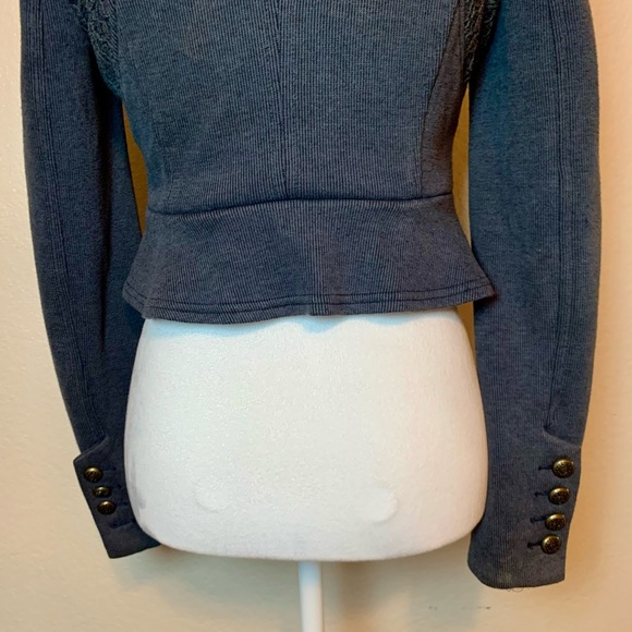Free People We The Free Victorian Lace Crop Jacket Double Breasted Gray Size 0 - Picture 11 of 16